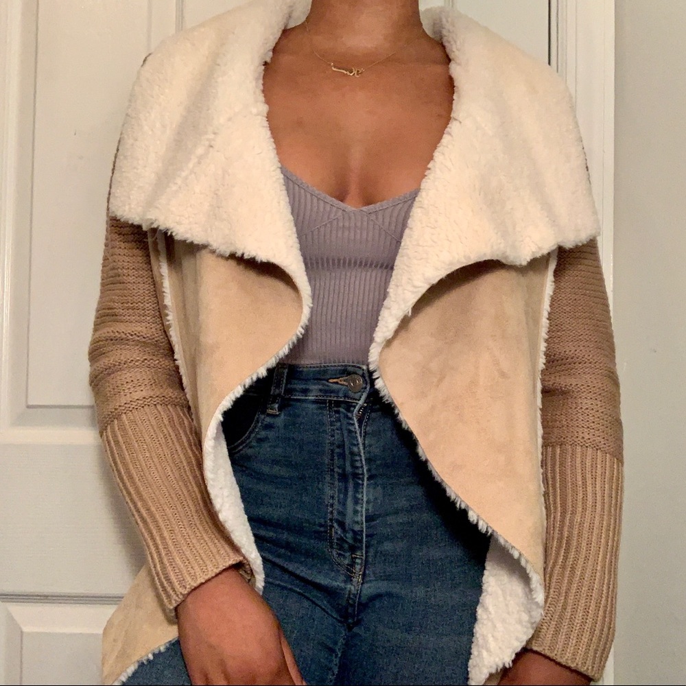Faux Sherpa and Suede Jacket